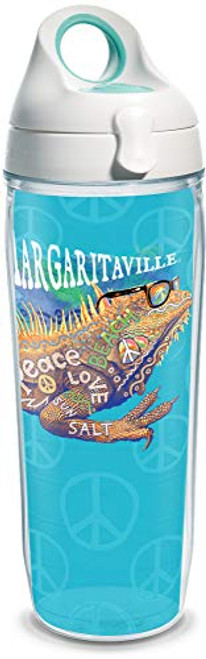 Tervis Margaritaville - Peace Love Salt Insulated Tumbler with Wrap and White with Green Lid 24oz Water Bottle Clear Tervis Margaritaville - Peace Love Salt Insulated Tumbler with Wrap and White with Green Lid 24oz Water Bottle Clear