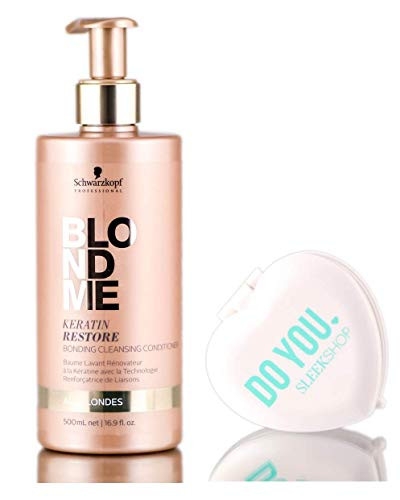 Schwarzkopf Pro BlondMe Keratin Restore Bonding All Blonde Cleansing Conditioner - 16-9 oz-500ml includes free Sleek Compact Mirror