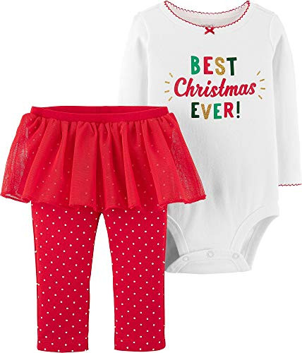 Carter s Baby Girls  2-Piece Christmas Bodysuit   Tutu Pant Set Red-Best Christmas  18 Months