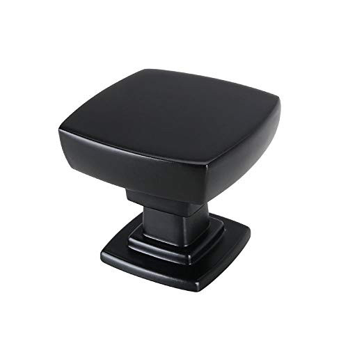 homdiy 10 Pack Black Cabinet Knobs - HD9016BK Solid Square Drawer Knobs Kitchen Cabinet Hardware Knobs for Dresser Drawers