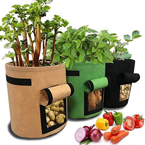 Potato Grow Bag Garden Planting Bag for Tomato Vegetable 3 Pack Growing Fabric Pots with Handle Access Flap 4-7-10 Gallon Potato Grow Bag Garden Planting Bag for Tomato Vegetable 3 Pack Growing Fabric Pots with Handle Access Flap 4-7-10 Gallon