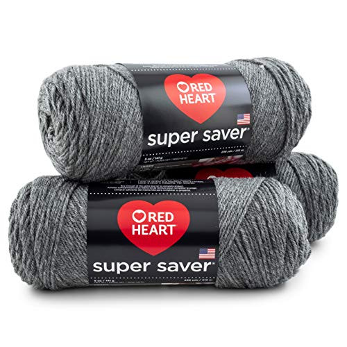RED HEART Super Saver 3-Pack yarn  GREY HEATHER 3 Pack