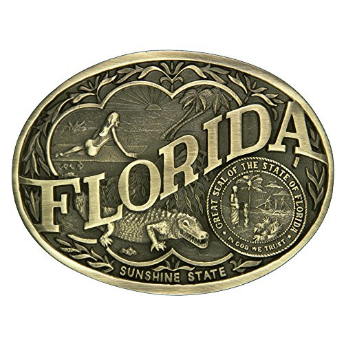 Montana Silversmiths Men s Two-Tone State Heritage Attitude Belt Buckle Florida