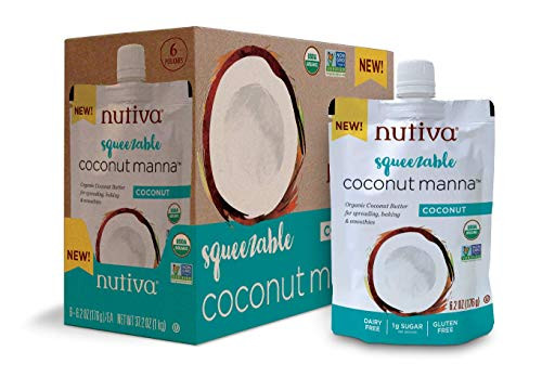 Nutiva Organic Coconut Manna  Coconut  Squeezable 6-2-ounce Pouch Pack of 6