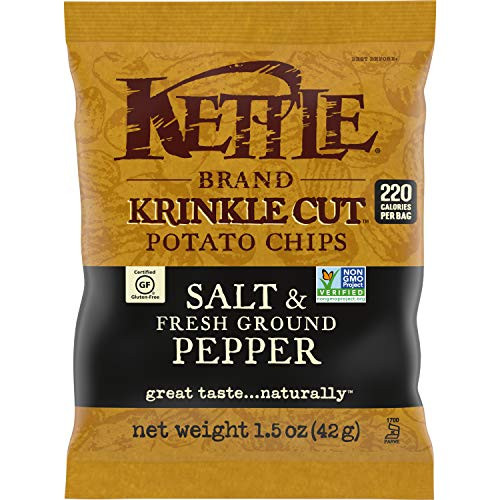 Kettle Brand Potato Chips  Krinkle Cut Salt and Fresh Ground Pepper  Single-Serve 1-5 Ounce Pack of 24