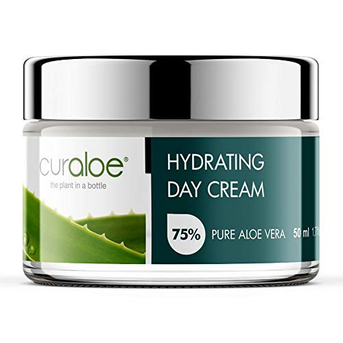 Aloe Vera Day Cream by Curaloe 75 Pure Organic Aloe Lotion Enriched with African Shea Butter Lavender Oil Vitamin E for Face and Neck Moisturizes Skin Naturally Hydrates Nourishes Softens Aloe Vera Day Cream by Curaloe 75 Pure Organic Aloe Lotion Enriched with African Shea Butter Lavender Oil Vitamin E for Face and Neck Moisturizes Skin Naturally Hydrates Nourishes Softens
