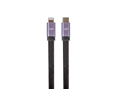 Monoprice Apple MFi Certified Flat Lightning to USB Type-C Rapid Charge and Sync Cable - 6 Feet - Gray Compatible with iPod iPhone iPad with Lightning Connector - Cabernet Series 138403 Monoprice Apple MFi Certified Flat Lightning to USB Type-C Rapid Charge and Sync Cable - 6 Feet - Gray Compatible with iPod iPhone iPad with Lightning Connector - Cabernet Series 138403