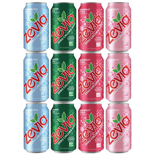 ZEVIA SODA 12 Pack Strawberry  Ginger Ale  Caffeine Free  Grapefruit  Refreshing  Tasty and Naturally Sweetened