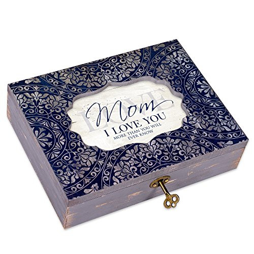 Cottage Garden Mom Decoupage Navy Medallion Musical Box Plays Tune Wind Beneath My Wings