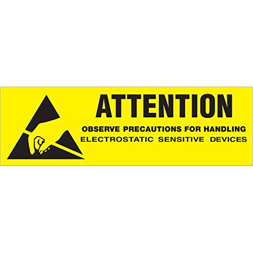 Attention - Observe Precautions  Labels-Stickers  5-8  x 2   Black-Yellow  500 Labels Per Roll 1 Roll
