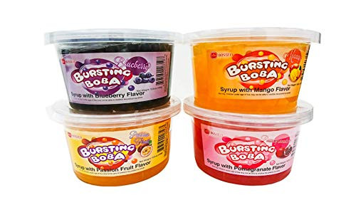 Bursting Popping Boba 4 Flavor Fun Pack Passion fruit  Blueberry  Mango  Pomegranate