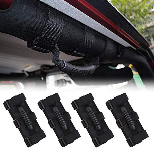 4 x Roll Bar Grab Handles Grip Handle for Jeep Wrangler CJ YJ TJ JK JK JL JLU JT Sports Sahara Freedom Rubicon   Unlimited 1955-2020Black