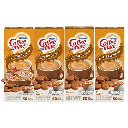 Nestle Coffee mate Coffee Creamer Butterscotch Liquid Creamer Singles Box of 50 Singles Pack of 4 Nestle Coffee mate Coffee Creamer Butterscotch Liquid Creamer Singles Box of 50 Singles Pack of 4
