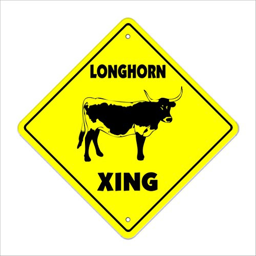 Longhorn Crossing Sign Zone Xing   Indoor-Outdoor   20  Tall Steer Cattle Angus Beef