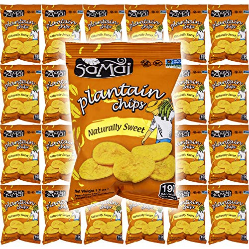 Samai Naturally Sweet  Plantain Chips  Gluten-Free  1-2oz Bag Pack of 24  Total of 28-8 Oz