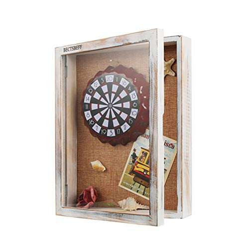BECTSBEFF 11x14-5 Shadow Box Display Frame with Linen Board  2-5-inch Depth  Large Shadow Box Wood Picture Frame  Perfect for Photos Sports Memorabilia  Awards  Medals and Tickets-Rustic White