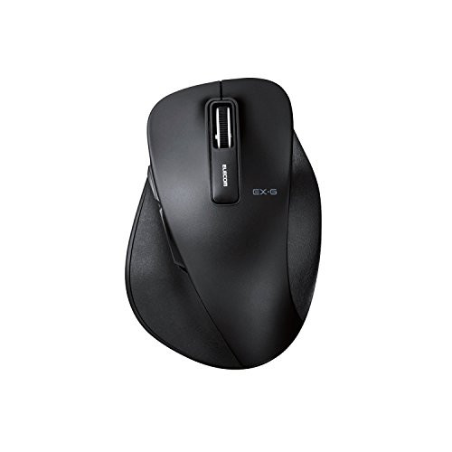 ELECOM Dr-EXG Wireless Extreme Ergonomic Design Mouse-Less-Noise-BlueLED-Large Size - 5 Button-Black-M-XGL10DBSBK
