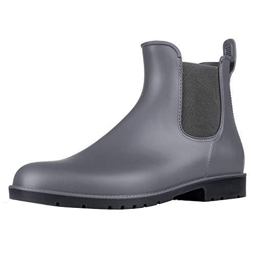 Asgard Women s Short Rain Boots Waterproof Slip On Ankle Chelsea Booties GY37 Grey