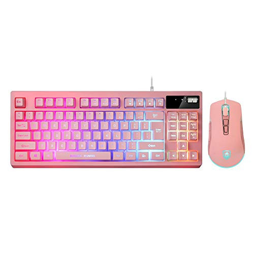 RGB Gaming Keyboard and Mouse Combo 87 Key Gaming Keyboard USB Wired RGB Backlit Gaming Keyboard Mechanical Feeling with Gaming Mouse Pink Gaming Keyboard Wired Set for PC MAC Chrome PS4 Xbox Laptop RGB Gaming Keyboard and Mouse Combo 87 Key Gaming Keyboard USB Wired RGB Backlit Gaming Keyboard Mechanical Feeling with Gaming Mouse Pink Gaming Keyboard Wired Set for PC MAC Chrome PS4 Xbox Laptop