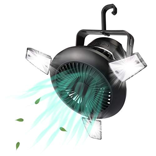 Camping Fan with LED Lights Portable Solar Tent Fan with Hanging Hook Rechargeable 4000mAh Battery Operated USB Desk Fan Kit for Tent Car Camping Home Office Camping Fan with LED Lights Portable Solar Tent Fan with Hanging Hook Rechargeable 4000mAh Battery Operated USB Desk Fan Kit for Tent Car Camping Home Office