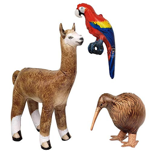 JET CREATIONS Parrot Macaw Kiwi Bird Alpaca Llama 3 pack Inflatable Air Stuffed Plush Animals Size 18-30 inch JC-A0109 JET CREATIONS Parrot Macaw Kiwi Bird Alpaca Llama 3 pack Inflatable Air Stuffed Plush Animals Size 18-30 inch JC-A0109