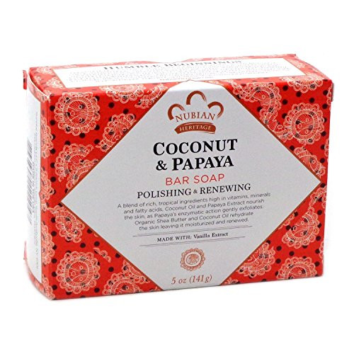 Nubian Heritage Coconut   Papaya Soap 5 Oz X 6 Bars Nubian Heritage Coconut   Papaya Soap 5 Oz X 6 Bars