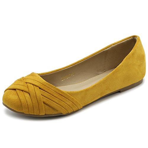 Ollio Women s Ballet Shoe Cute Casual Comfort Flat ZM19878 BM US  Mustard