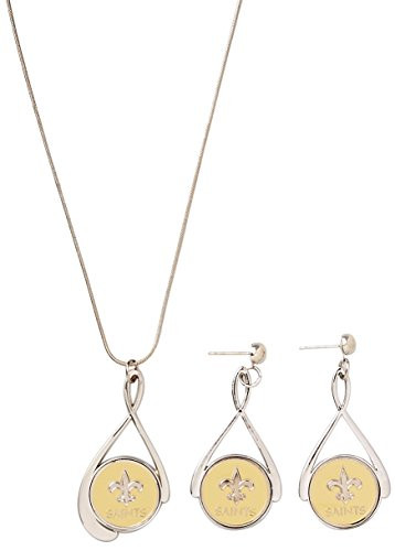 NFL New Orleans Saints Tear Drop Necklace   Earrings Set