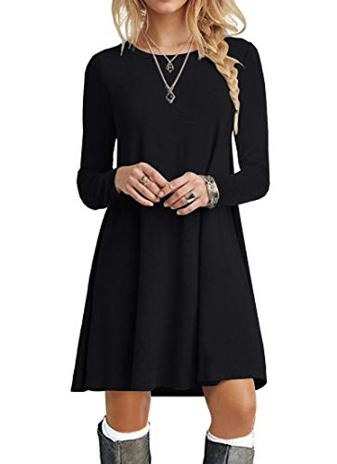 POPYOUNG Women s Long Sleeve T Shirt Dresses Casual Swing Dress XL  Black POPYOUNG Women s Long Sleeve T Shirt Dresses Casual Swing Dress XL  Black