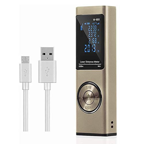 Laser Measurement Tool 262ft  cshare Laser Distance Meter  Digital Laser Distance Measure  Rechargeable Electronic Tape Ruler Laser Measuring Device with Backlit LCD for Area Volume PythagoreanGold