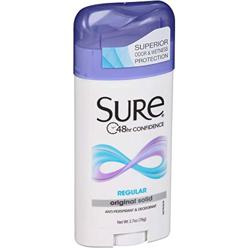 Sure Anti-Perspirant   Deodorant Original Solid  Regular Scent 2-70 oz Pack of 12