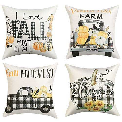 Lanpn Fall Decor Pillow Covers 24x24 Decorative Thanksgiving Harvest Farmhouse Autumn Pumpkin Truck Throw Pillow Shams Cover Cases Set of 4 for Couch Lanpn Fall Decor Pillow Covers 24x24 Decorative Thanksgiving Harvest Farmhouse Autumn Pumpkin Truck Throw Pillow Shams Cover Cases Set of 4 for Couch