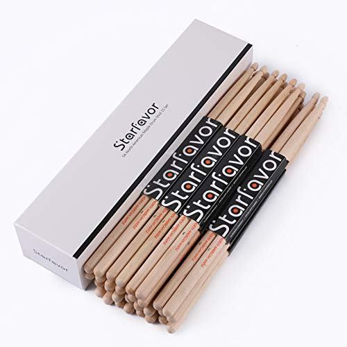 Starfavor Drum Sticks 5A Classic America Maple Wood Tip Drumsticks 15 Pairs