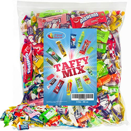 Assorted Candy Taffy Party Mix - Bulk Candy - 5 LB Bulk Bag Laffy Taffy Kits Airheads Tootsie Rolls and Much More of Your Favorite Taffies! Assorted Candy Taffy Party Mix - Bulk Candy - 5 LB Bulk Bag Laffy Taffy Kits Airheads Tootsie Rolls and Much More of Your Favorite Taffies!