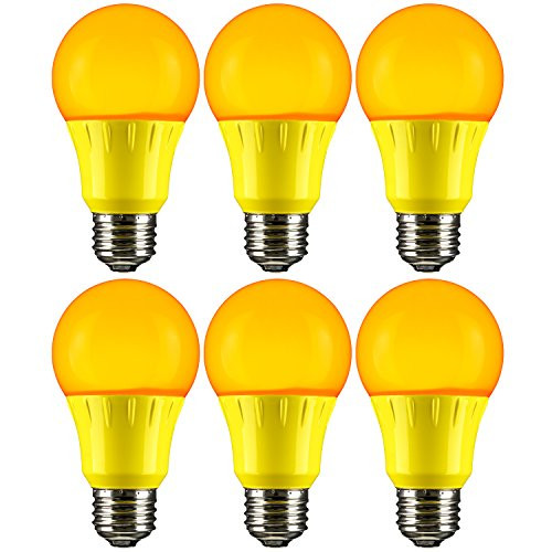 Sunlite A19/3W/Y/LED/6PK LED Colored A19 3W Light Bulbs with Medium (E26) Base (6 Pack), Yellow