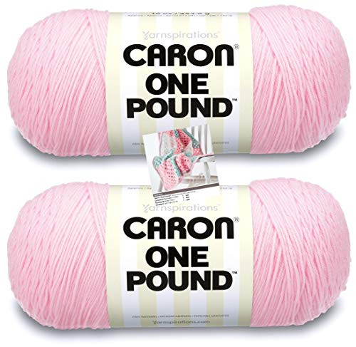 Caron One Pound Yarn - 2 Pack with Pattern Soft Pink