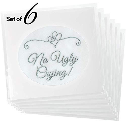 Fun Wedding Handkerchiefs   Set of 6   No Ugly Crying Silver