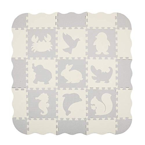 Pauwer Puzzle Floor Mat for Kids Eva Foam Play Mat 25pcs Interlocking Foam Floor Mat Tiles Thick Baby Crawling Mat with Fence Puzzle Mat Activity Playmat