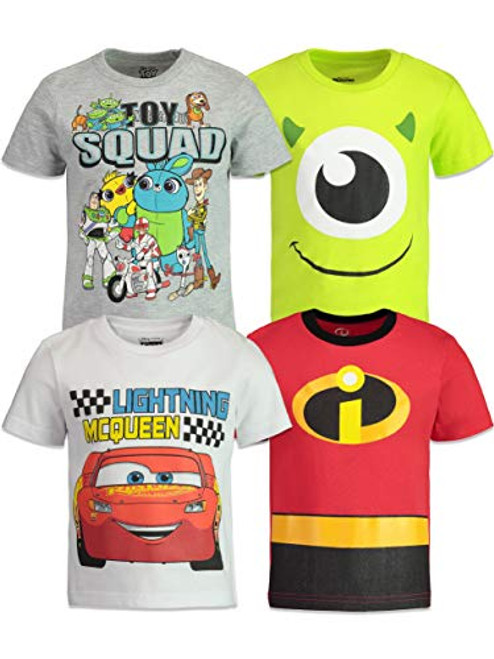 Disney Pixar Boys 4 Pack T-Shirts Toy Story Incredibles Cars Monsters Inc- 6 Disney Pixar Boys 4 Pack T-Shirts Toy Story Incredibles Cars Monsters Inc- 6