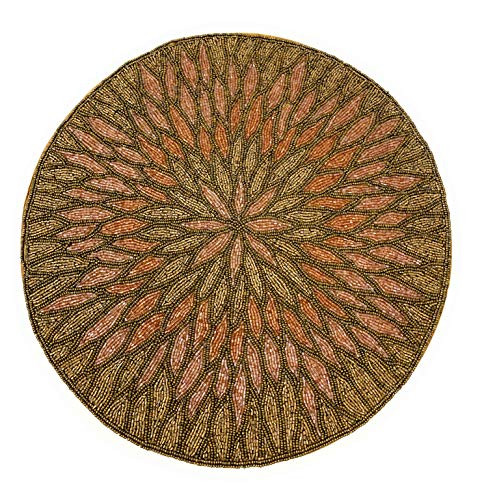 Northeast Home Goods Beaded Round Placemat Centerpiece, 14-Inch (Pink)