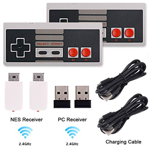 2 Pack NES Wireless Controller  Nes Classic Controller No-Wired for Nintendo Classic Mini Edition  Rechargeable Wireless Gamepad Joypad for Nintendo NES-SNES Classic Console Game System