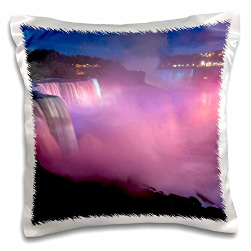 3D Rose New York-Niagara Falls Mist with Pink Light-Us33 Bja0032-Jaynes Gallery Design Pillowcase  16  x 16