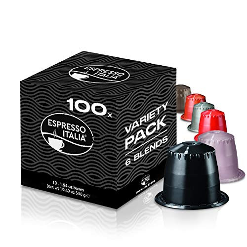 100 Pack Nespresso Compatible Capsules - ESPRESSO ITALIA Variety Pack - Espresso Coffee Capsules for Nespresso Machines Original- Italian Coffee- Ristretto Expresso Coffee Pods