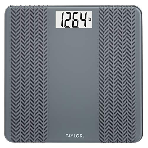 Taylor Precision Products Taylor Glass Textured Paint Herringbone Design Digital Bathroom Scale  Gray
