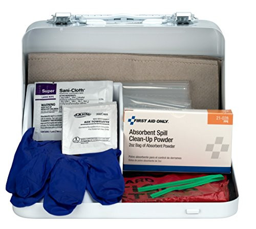 First Aid Only 20 Piece Bloodborne Pathogen Spill Clean-Up Kit in Weatherproof Steel Case
