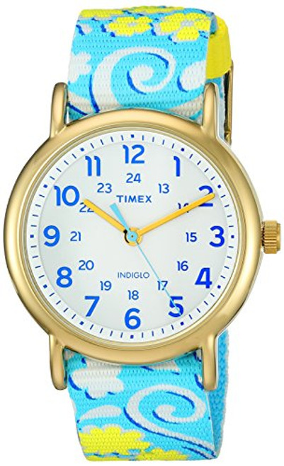 Timex Women s TW2P90100 Weekender Reversible White Swirl Nylon Slip-Thru Strap Watch