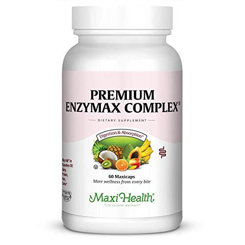 Maxi Health Premium Enzymax Complex Digestive Enzymes Aids Dairy   Fats  60 Count