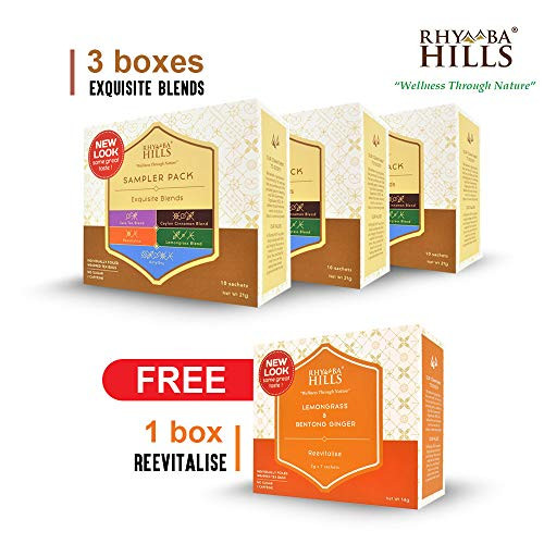 ?3 Box x 10 Sachets? Exquisite Blend Sampler Tea FREE ?1 Box ? Reevitalise Lemongrass Ginger Tea 7 Sachets by Rhymba Hills ?3 Box x 10 Sachets? Exquisite Blend Sampler Tea FREE ?1 Box ? Reevitalise Lemongrass Ginger Tea 7 Sachets by Rhymba Hills