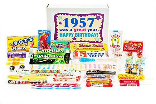 Woodstock Candy ~ 1957 63rd Birthday Gift Box of Nostalgic Retro Candy Assortment for 63 Year Old Man or Woman Born 1957 Jr