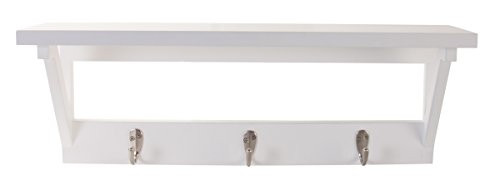 Burnes of Boston Level-Line Ledge with Hooks, 22-Inch, White
